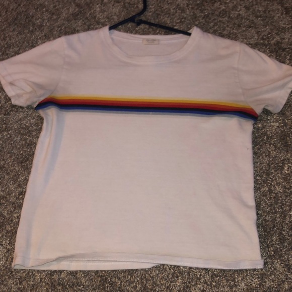 PacSun Tops - White with Colorful Striped Pacsun Top